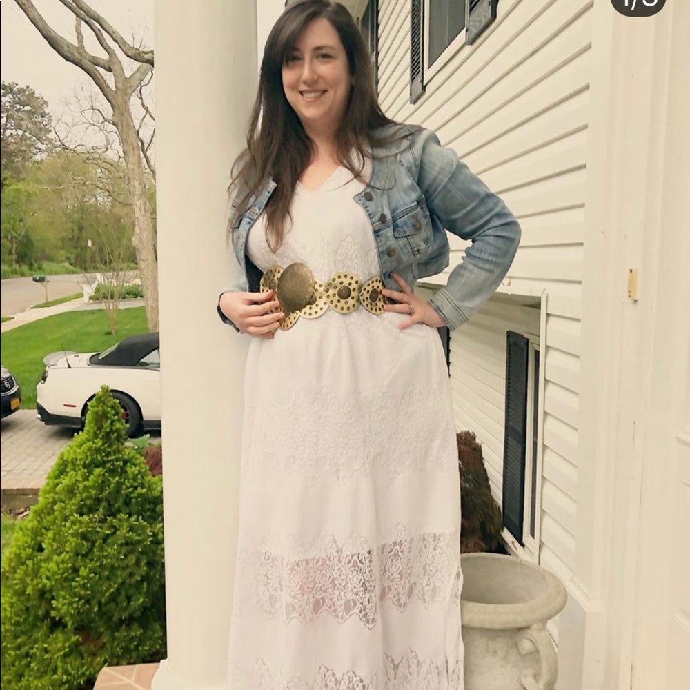 Lane Bryant white lace maxi dress